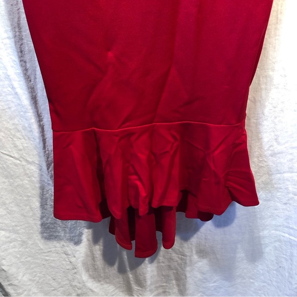 Emerald Sundae off the shoulder bodycon red dress peplum hemline juniors XS - Picture 4 of 10